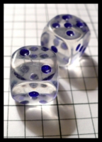 Dice : Dice - 6D Pipped - Clear with Blue Pips - Dollar Tree Sept 2009